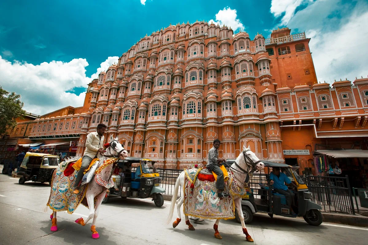 Hawa Mahal pink-sandstone facade with 953 windows, Jaipur