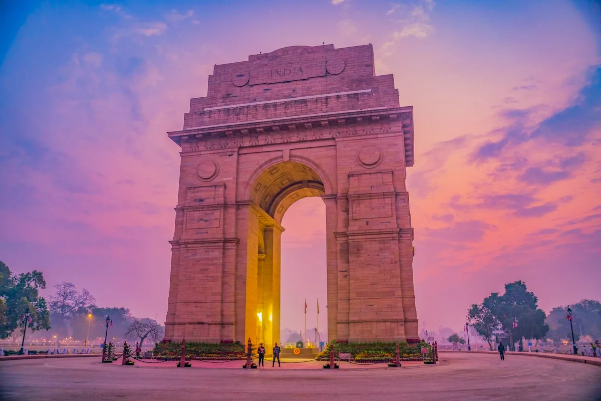 Red Fort sandstone walls in Old Delhi